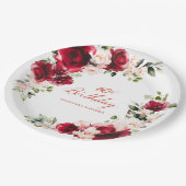 60. Geburtstagspartei rosa Blumenpapier Pappteller (Schrägansicht)