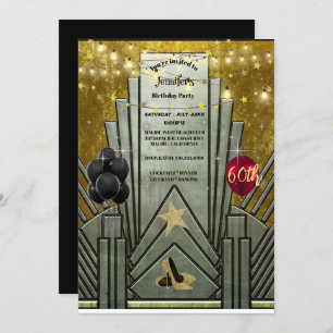60. Geburtstagsparty Art Deco Gatsby Thema Einladu Einladung