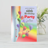 60. Geburtstagsparty Ballon Wall Einladung (Stehend Vorderseite)