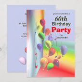 60. Geburtstagsparty Ballon Wall Einladung (Vorne/Hinten)