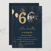 60. Geburtstagsparty Ballons und Feuerwerk Einladung (Vorne/Hinten)