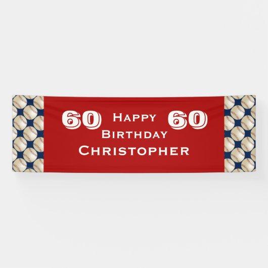 60. Geburtstagsparty Baseball Banner, Erwachsene,  Banner (Horizontal)