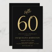 60. Geburtstagsparty Black and Gold Einladung (Vorne/Hinten)