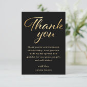 60. Geburtstagsparty Black & Gold Dankeskarte (Stehend Vorderseite)