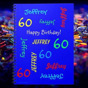 60. Geburtstagsparty Blue Guest Book Name Notebook Notizblock