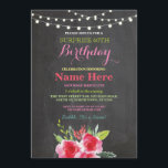 60. Geburtstagsparty Chalkboard Floral Pink Einlad Einladung<br><div class="desc">Rustikales Chalkboard Floral Design. Perfekt für jedes Alter Geburtstag. Ändern Sie einfach den Text,  um Ihr Party . Rückdruck im Lieferumfang enthalten.</div>