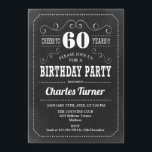 60. Geburtstagsparty - Chalkboard Schwarz-weiß Einladung<br><div class="desc">60. Geburtstagsfeier Einladung. Elegantes Retro-Design in Schwarz/Weiß mit Chalkboard-Muster.</div>
