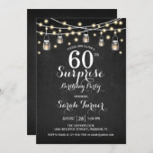 60. Geburtstagsparty - Chalkboard White Einladung (Vorne/Hinten)