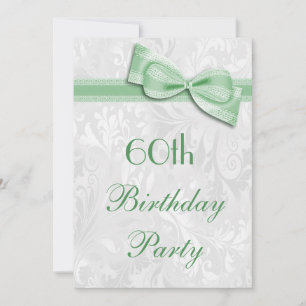 60. Geburtstagsparty Damask and Imitats Bow Einladung