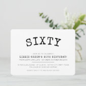 60. Geburtstagsparty einfach modern minimalschwarz Einladung (Stehend Vorderseite)