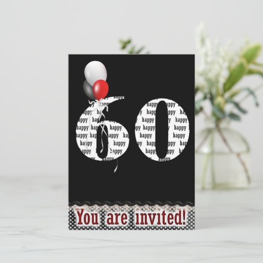 60. Geburtstagsparty Einladung (Stehend Vorderseite)