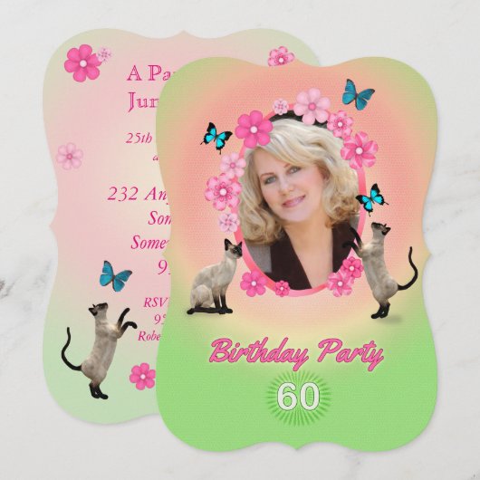 60. Geburtstagsparty Einladung (Vorne/Hinten)