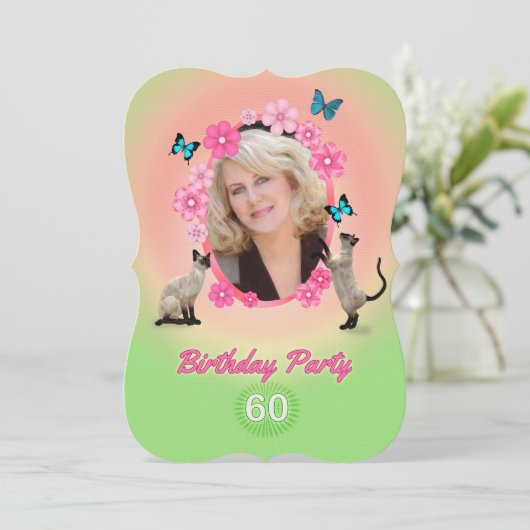 60. Geburtstagsparty Einladung (Stehend Vorderseite)