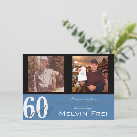 60. Geburtstagsparty Einladung (Stehend Vorderseite)