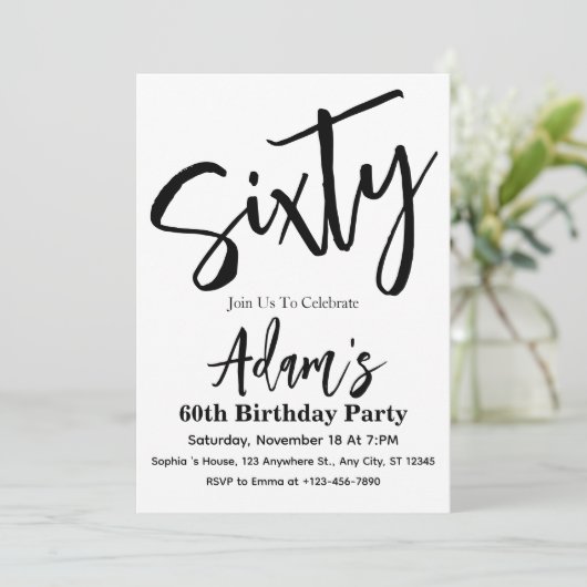 60. Geburtstagsparty Einladung (Stehend Vorderseite)