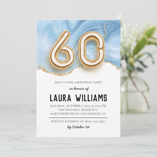 60. Geburtstagsparty Einladung (Stehend Vorderseite)