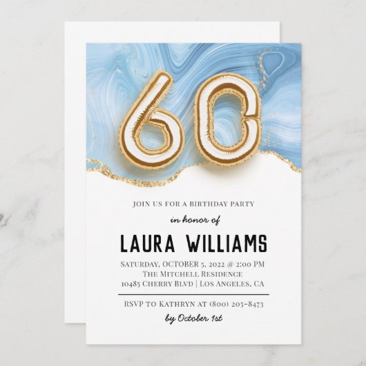 60. Geburtstagsparty Einladung (Vorne/Hinten)