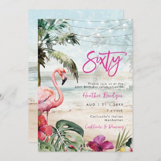 60. Geburtstagsparty Einladung (Vorne/Hinten)