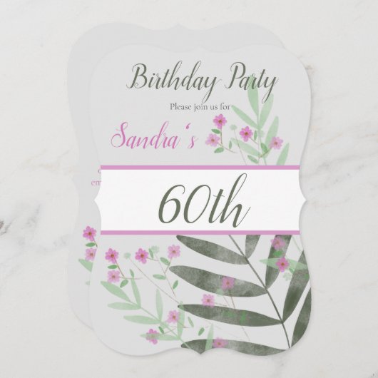 60. Geburtstagsparty Einladung (Vorne/Hinten)