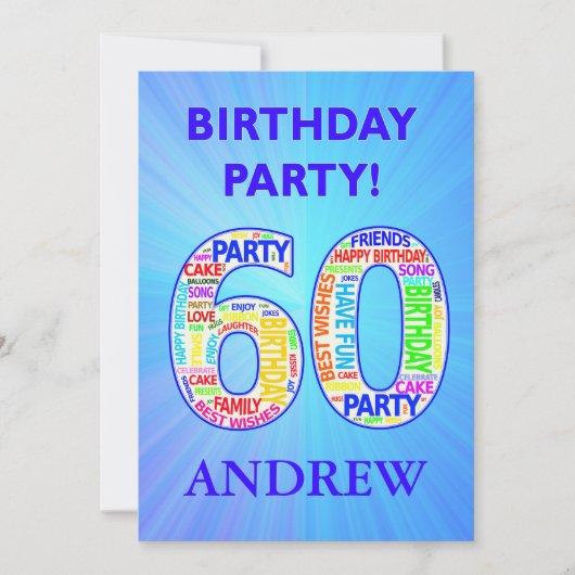 60. Geburtstagsparty Einladung einen Namen hinzufü (Vorderseite)