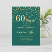 60. Geburtstagsparty Einladung - Gold Green (Stehend Vorderseite)