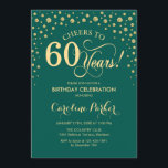 60. Geburtstagsparty Einladung - Gold Green<br><div class="desc">60. Geburtstagsfeier Einladung. Elegantes Design mit Imitaten Glitzer Gold und Grün. Feiert bis 60 Jahre! Nachricht,  wenn Sie weitere Anpassungen benötigen.</div>
