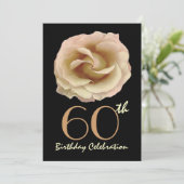 60. Geburtstagsparty Einladung große Gold-Rose (Stehend Vorderseite)