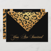 60. Geburtstagsparty Einladung in Leopard (Vorne/Hinten)