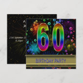 60. Geburtstagsparty Einladung mit Blasen (Vorne/Hinten)