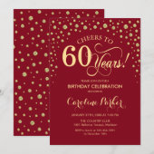 60. Geburtstagsparty Einladung - Red Gold (Vorne/Hinten)