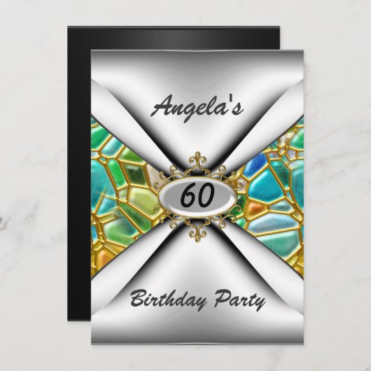 60. Geburtstagsparty Einladung sechzig (Vorne/Hinten)