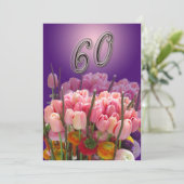 60. Geburtstagsparty Einladung Tulips (Stehend Vorderseite)