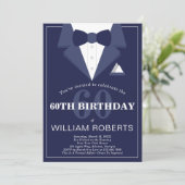 60. Geburtstagsparty Einladung, Tuxedo Einladung (Stehend Vorderseite)
