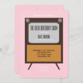 60. Geburtstagsparty Einladung TV auf Rosa (Vorne/Hinten)