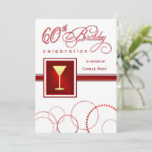 60. Geburtstagsparty Einladungen - Custom Maroon (Stehend Vorderseite)