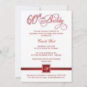60. Geburtstagsparty Einladungen - Custom Maroon (Rückseite)
