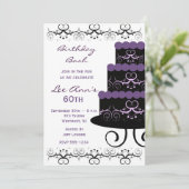 60. Geburtstagsparty Einladungen im Lila Swirl (Stehend Vorderseite)