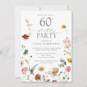 60. Geburtstagsparty Elegant Blues Rosa Einladung (Vorderseite)