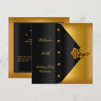 60. Geburtstagsparty Elegant Mens Gold Black Mans Einladung