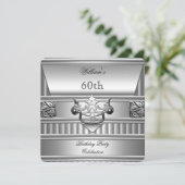 60. Geburtstagsparty Elegant Mens Silver Metal 2 Einladung (Stehend Vorderseite)