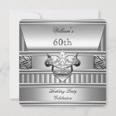60. Geburtstagsparty Elegant Mens Silver Metal 2 Einladung (Vorderseite)