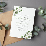 60. Geburtstagsparty Eukalyptus Aquarell elegant Einladung<br><div class="desc">Minimalistische moderne Aquarell Eukalyptus Grünpflanzen Blätter 60 und fabelhafte sechzigste Geburtstagsfeier Einladung.</div>