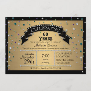 60. Geburtstagsparty feiert Imitate Jewel Confetti Einladung