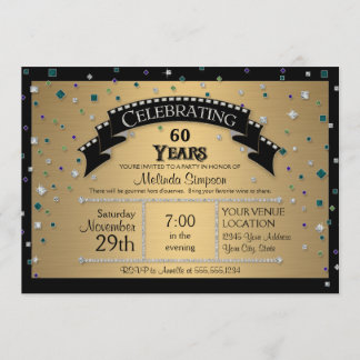 60. Geburtstagsparty feiert Imitate Jewel Confetti Einladung