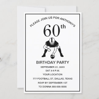 60. Geburtstagsparty Football Black Vater Sport Einladung