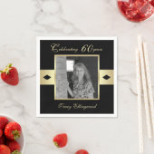 60. Geburtstagsparty Foto auf Black Serviette (Beispiel)