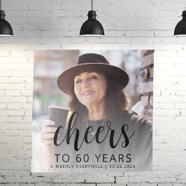 60. Geburtstagsparty Foto Black Script Cheers Wandteppich