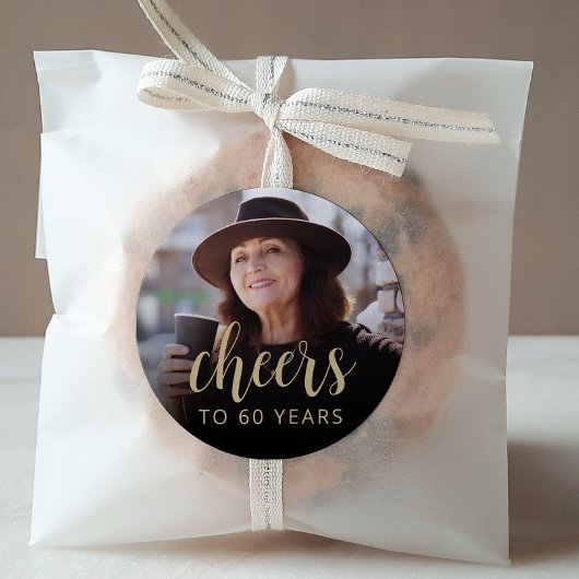 60. Geburtstagsparty Foto Cheers Runder Aufkleber
