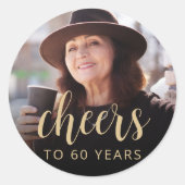 60. Geburtstagsparty Foto Cheers Runder Aufkleber (Vorderseite)