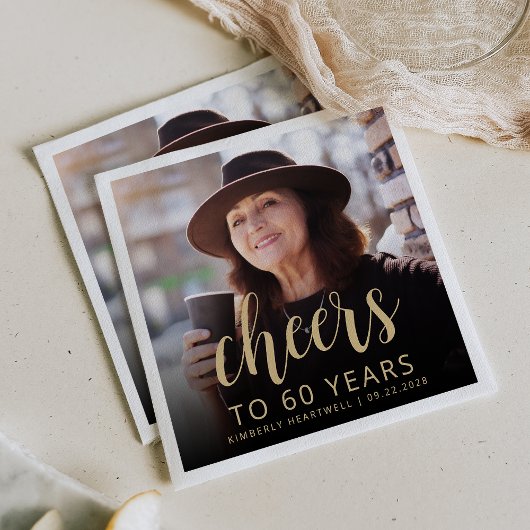 60. Geburtstagsparty Foto Cheers Serviette